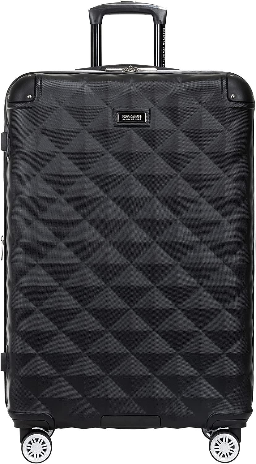 Diamond Tower Luggage Collection Lightweight Hardside Expandable 8-Wheel Spinner Travel Suitcase, Black, 28-Inch Checked