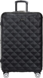 Diamond Tower Luggage Collection Lightweight Hardside Expandable 8-Wheel Spinner Travel Suitcase, Black, 28-Inch Checked