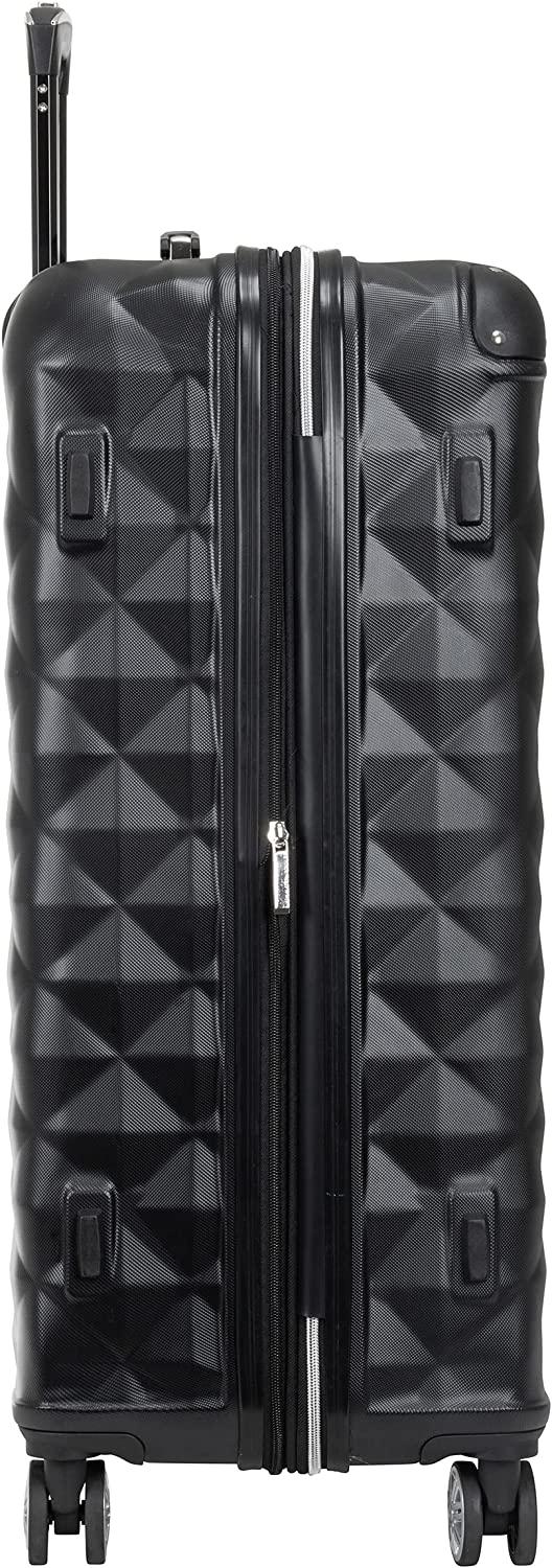 Diamond Tower Luggage Collection Lightweight Hardside Expandable 8-Wheel Spinner Travel Suitcase, Black, 28-Inch Checked