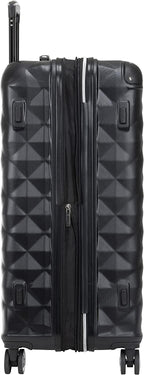 Diamond Tower Luggage Collection Lightweight Hardside Expandable 8-Wheel Spinner Travel Suitcase, Black, 28-Inch Checked