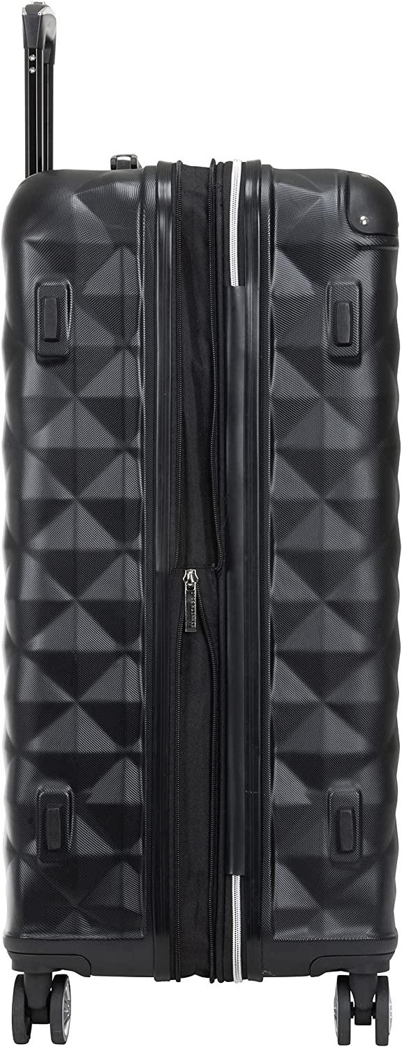 Diamond Tower Luggage Collection Lightweight Hardside Expandable 8-Wheel Spinner Travel Suitcase, Black, 28-Inch Checked