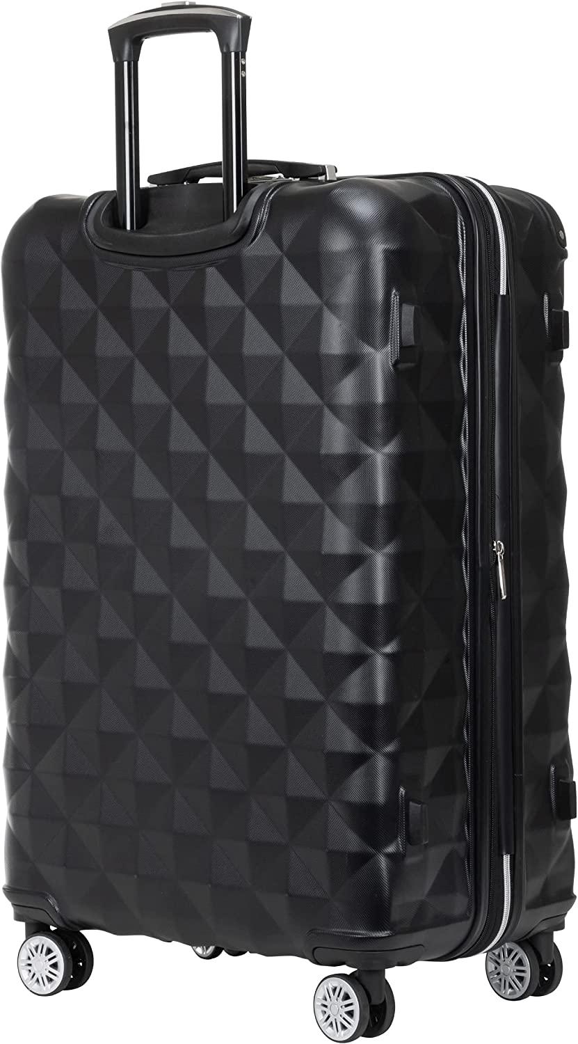 Diamond Tower Luggage Collection Lightweight Hardside Expandable 8-Wheel Spinner Travel Suitcase, Black, 28-Inch Checked