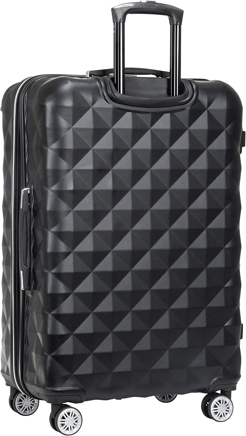 Diamond Tower Luggage Collection Lightweight Hardside Expandable 8-Wheel Spinner Travel Suitcase, Black, 28-Inch Checked