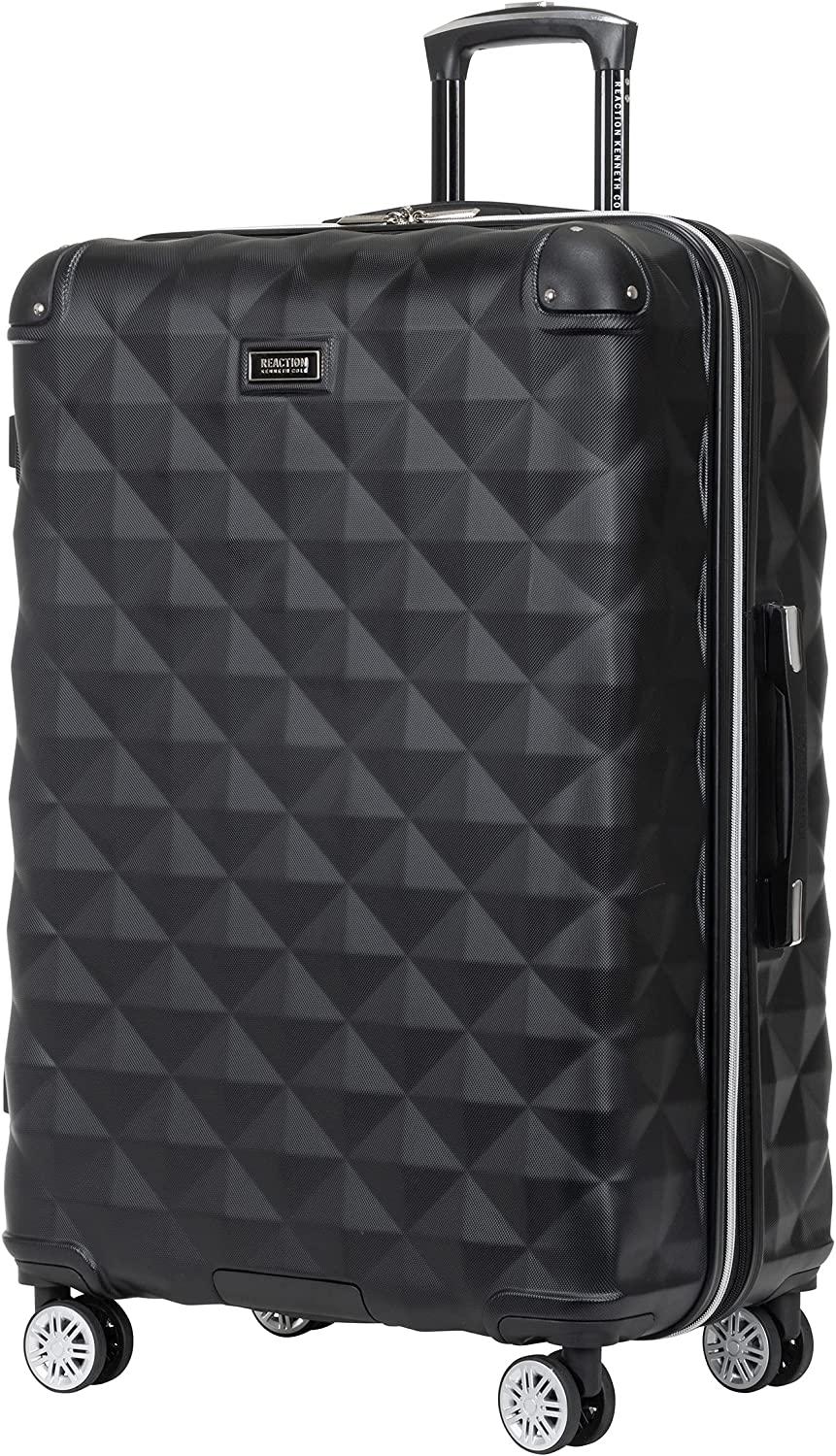 Diamond Tower Luggage Collection Lightweight Hardside Expandable 8-Wheel Spinner Travel Suitcase, Black, 28-Inch Checked