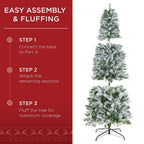 12 ft. Pre-Lit Incandescent Snow Flocked Pencil Artificial Christmas Tree with 950 Clear Lights