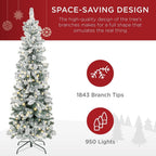 12 ft. Pre-Lit Incandescent Snow Flocked Pencil Artificial Christmas Tree with 950 Clear Lights