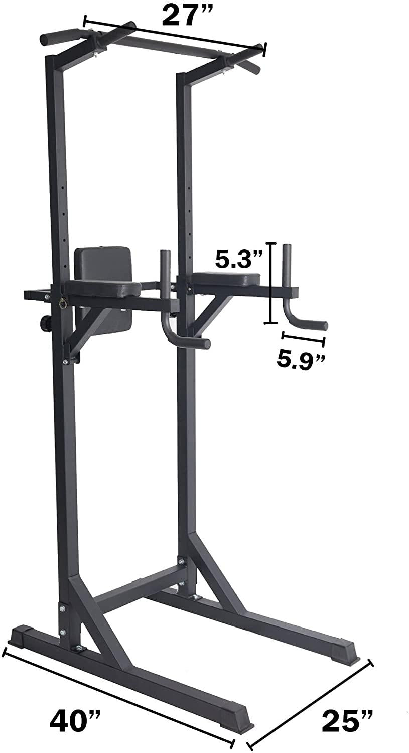 KARMAS Heavy Duty Adjustable Power Tower Multi-Function Strength Training Dip Stand Workout Station Fitness Equipment for Home Gym