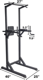 KARMAS Heavy Duty Adjustable Power Tower Multi-Function Strength Training Dip Stand Workout Station Fitness Equipment for Home Gym