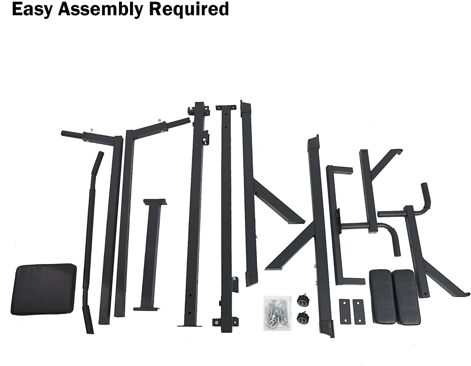 KARMAS Heavy Duty Adjustable Power Tower Multi-Function Strength Training Dip Stand Workout Station Fitness Equipment for Home Gym