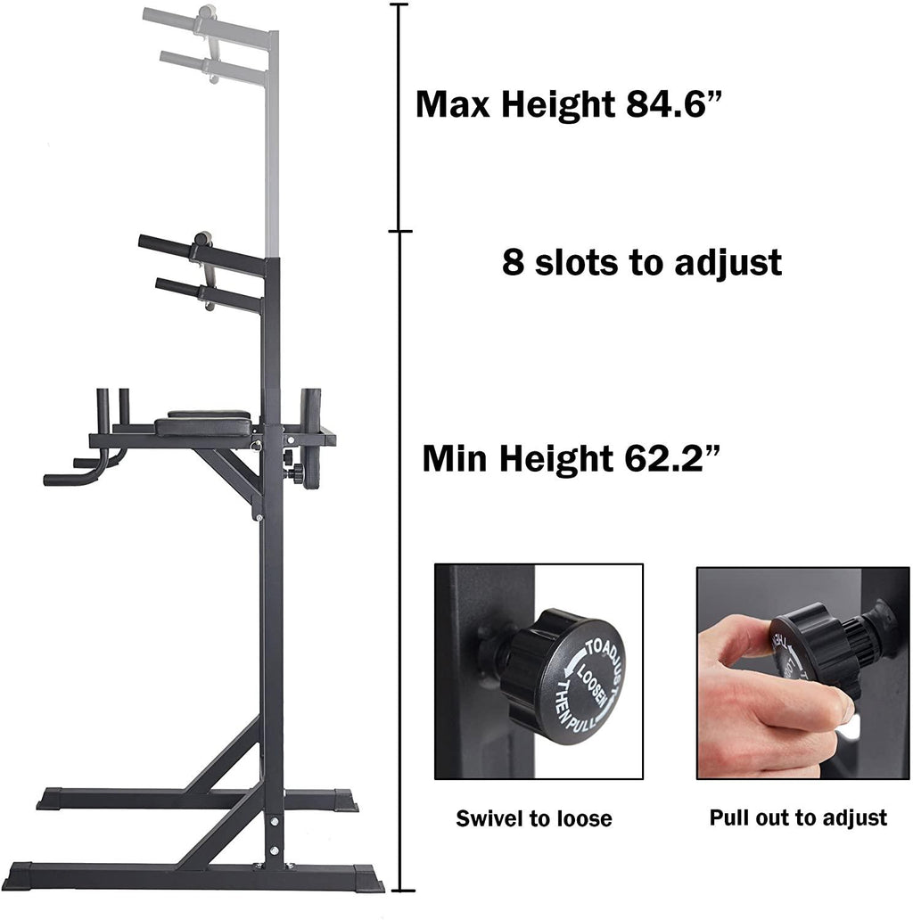 KARMAS Heavy Duty Adjustable Power Tower Multi-Function Strength Training Dip Stand Workout Station Fitness Equipment for Home Gym