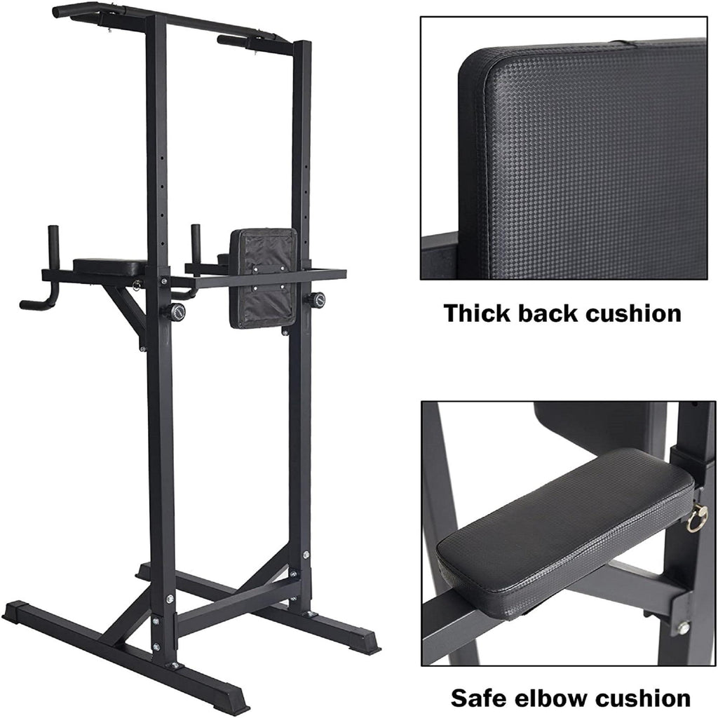 KARMAS Heavy Duty Adjustable Power Tower Multi-Function Strength Training Dip Stand Workout Station Fitness Equipment for Home Gym