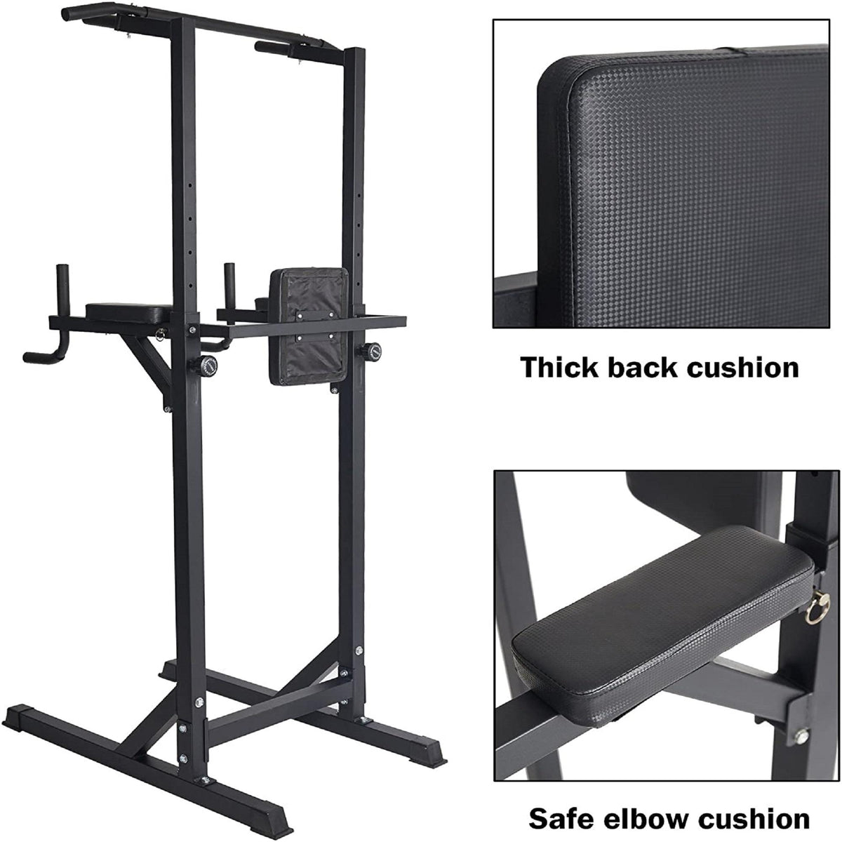 KARMAS Heavy Duty Adjustable Power Tower Multi-Function Strength Training Dip Stand Workout Station Fitness Equipment for Home Gym
