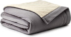 | Signature Reversible Fleece/Sherpa Electric Heated Blanket with Safe &amp; Warm Low-VoltaTechnology, Full, Gray