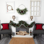 6 ft. Pre-Lit LED Snow Tipped Extra-Wide Artificial Christmas Garland with Pinecones, Berries and 100 Multi-Color Lights