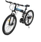 hosote 26 Inch Full Suspension Folding Mountain Bike, 21 Speed High-Tensile Carbon Steel Frame MTB, Dual Disc Brake Mountain Bicycle for Men and Women