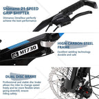 hosote 26 Inch Full Suspension Folding Mountain Bike, 21 Speed High-Tensile Carbon Steel Frame MTB, Dual Disc Brake Mountain Bicycle for Men and Women