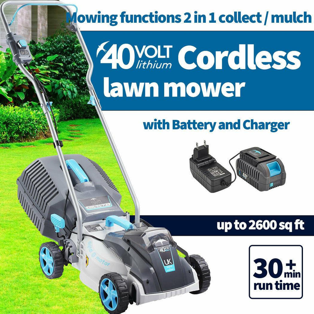 Swift 40V 15" Brushless Cordless Lawn Mower Lawnmower with Battery & Charger