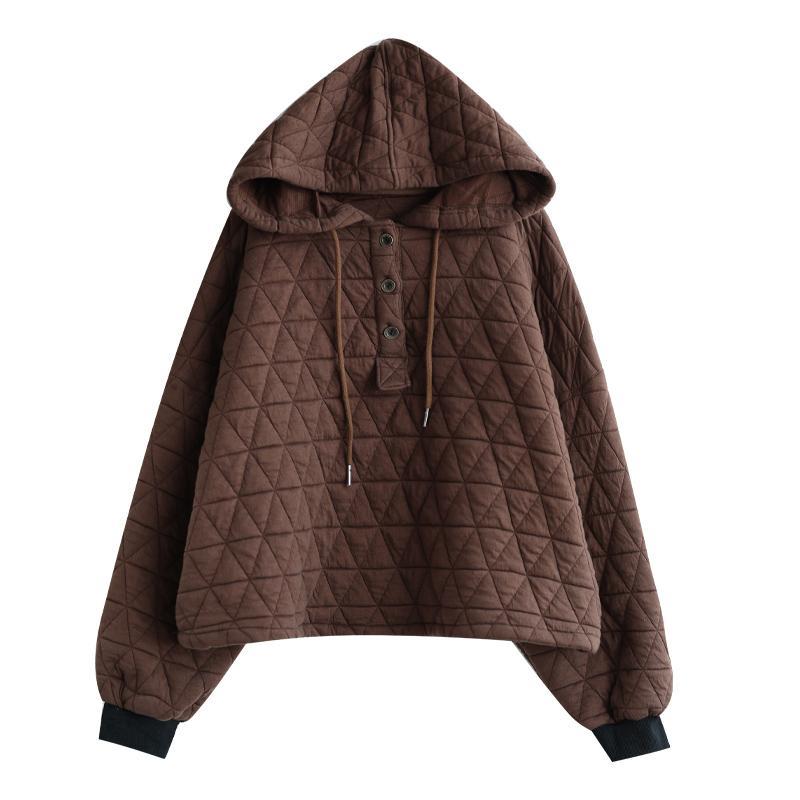 Spring Autumn Loose Retro Thick Cotton Hoodies Top