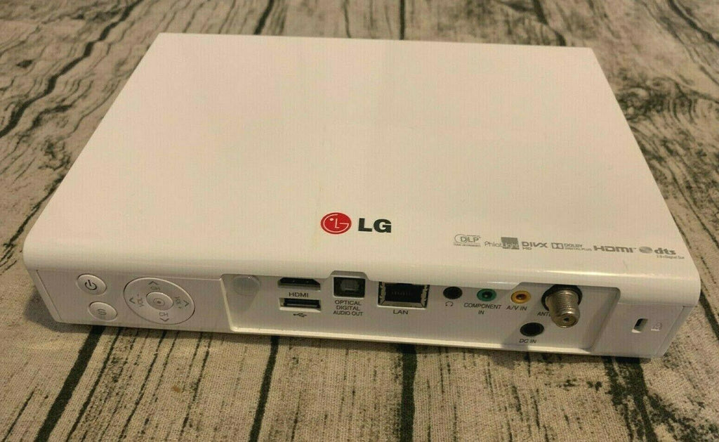 pre-owned lg pa77u portable led projector with smart tv and magic remote