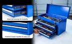 ANTBD133-XU  3 Drawer 20.5" Portable Metal Tool Box: Ball-Bearing Slides and 2 Metal Latches for Secure Closure in Garage, Home or Workbench, Blue