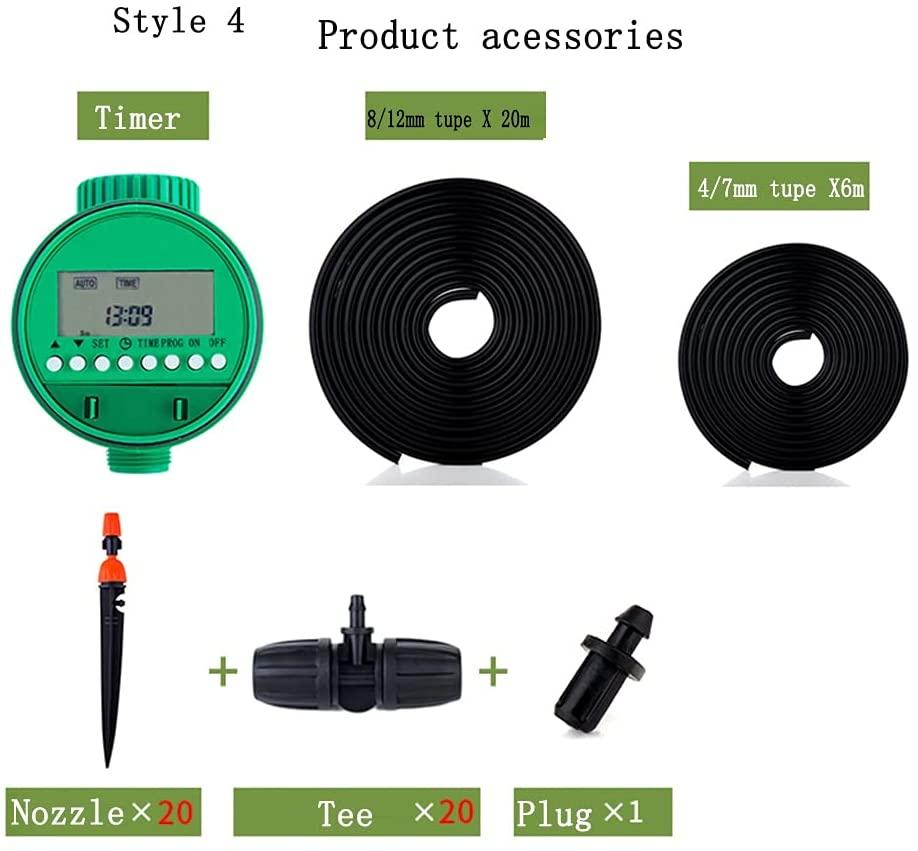 BBGS Irrigation Sprinkler Kit, for Greenhouse, Lawn, Patio, Landscape, Flower Bed, Drip Irrigation System with Adjustable Nozzle, Automatic Sprayer and Dripper (Color : Style 4)