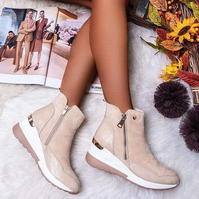Ladies Comfortable Side Zipper Sports Boots