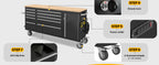 72" Rolling Tool Chest, Heavy-Duty Tool Box with Power Outlet, Tool Cabinet with 10 Drawers, Rubber Workbench with Key LocSystem Drawer Liners for GaraWarehouse Repair Shop