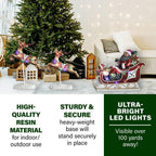 23 in. Christmas African American Santa Sleigh and Flying Reindeer 3-Piece Set