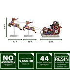 23 in. Christmas African American Santa Sleigh and Flying Reindeer 3-Piece Set