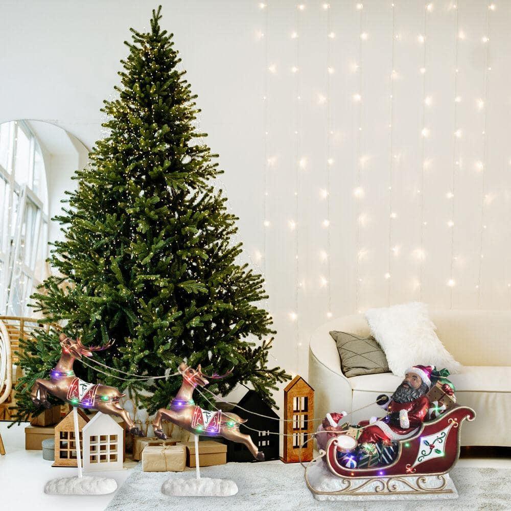 23 in. Christmas African American Santa Sleigh and Flying Reindeer 3-Piece Set