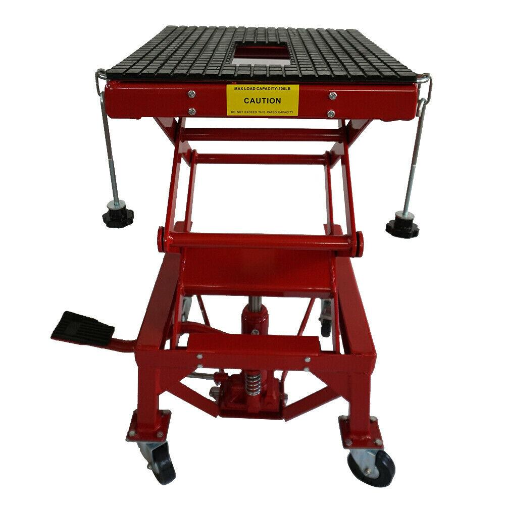 300LBS Motorcycle Dirt Bike Scissor Jack Lifts Crank Hydraulic Operated Stand
