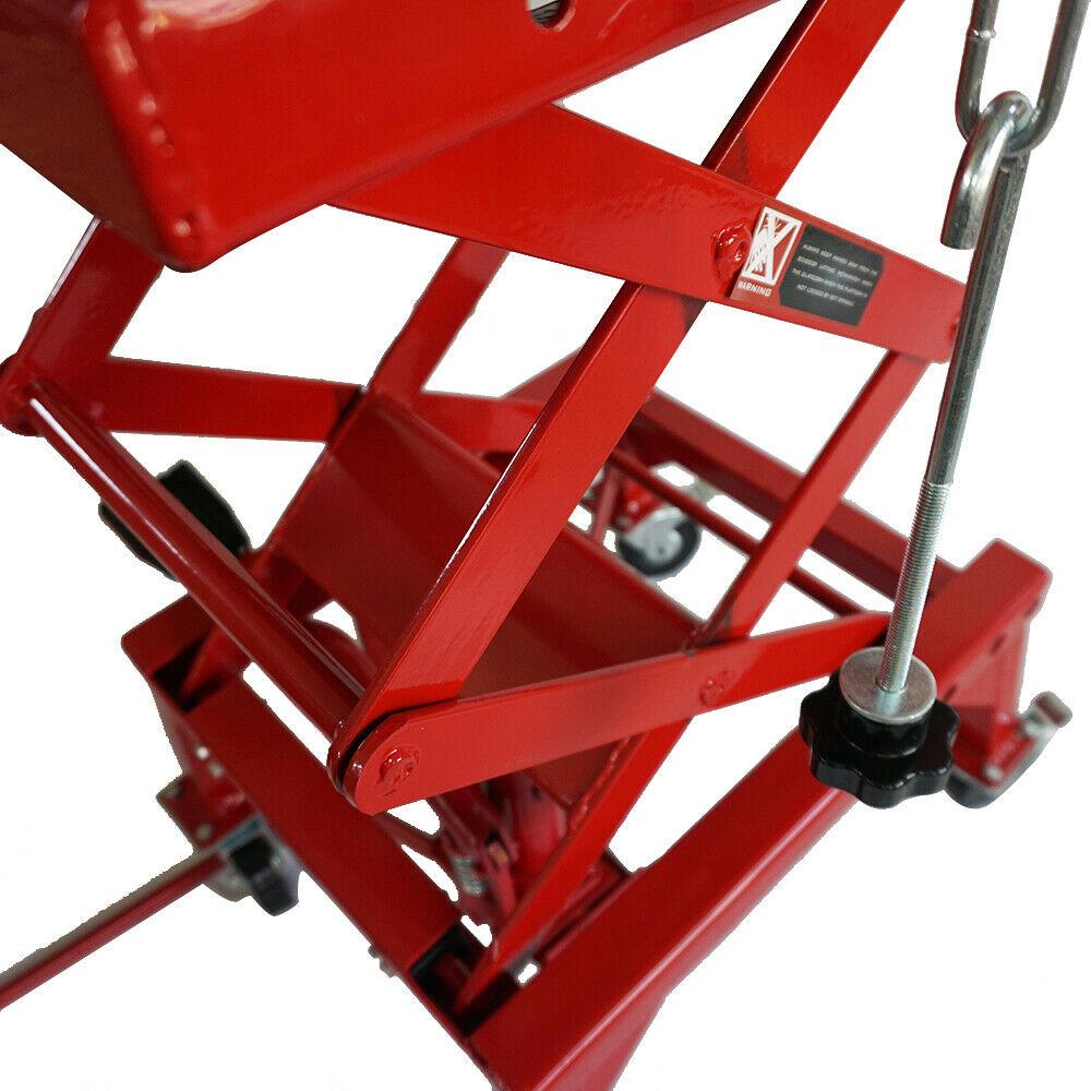 300LBS Motorcycle Dirt Bike Scissor Jack Lifts Crank Hydraulic Operated Stand