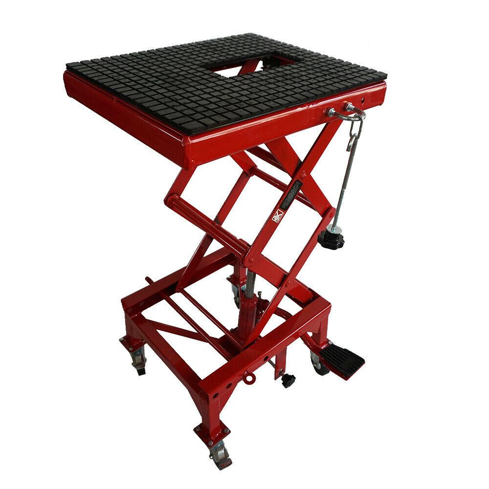 300LBS Motorcycle Dirt Bike Scissor Jack Lifts Crank Hydraulic Operated Stand