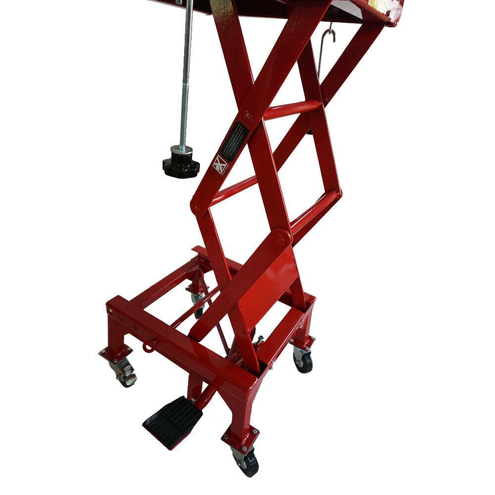 300LBS Motorcycle Dirt Bike Scissor Jack Lifts Crank Hydraulic Operated Stand