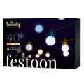 Twinkly Festoon Smart 40 AWW LED Bulb Lights, 66 Foot Black String, Gen II