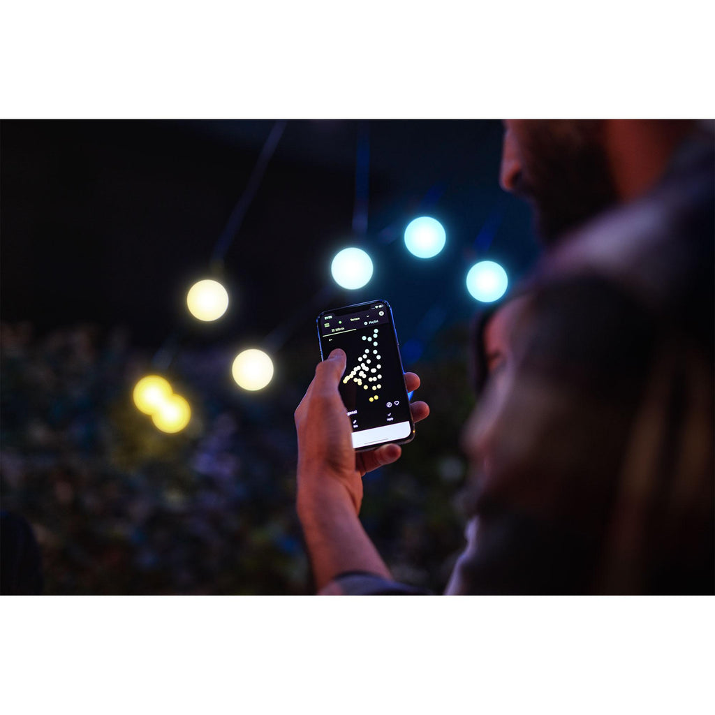 Twinkly Festoon Smart 40 AWW LED Bulb Lights, 66 Foot Black String, Gen II