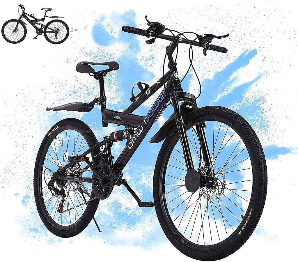 Astrong MTB 26in Mountain Bike 21 Speed and Height 23''-27.5 '' Adjustable MTB Road Bicycle with Double Disc Brakes for Mens and Womens Cycling in Mountain Wasteland Roads Cities (Black)