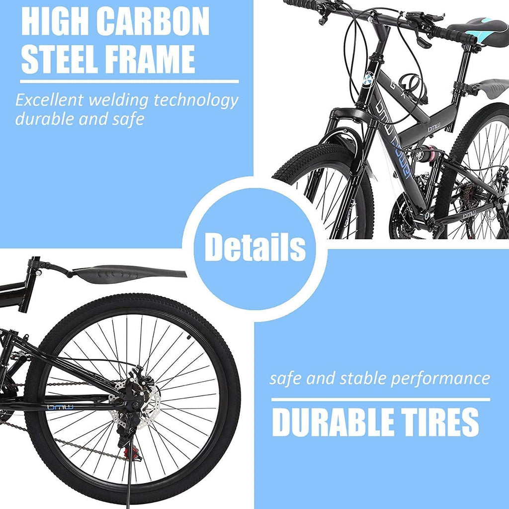 Astrong MTB 26in Mountain Bike 21 Speed and Height 23''-27.5 '' Adjustable MTB Road Bicycle with Double Disc Brakes for Mens and Womens Cycling in Mountain Wasteland Roads Cities (Black)