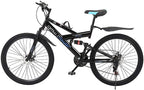 Astrong MTB 26in Mountain Bike 21 Speed and Height 23''-27.5 '' Adjustable MTB Road Bicycle with Double Disc Brakes for Mens and Womens Cycling in Mountain Wasteland Roads Cities (Black)