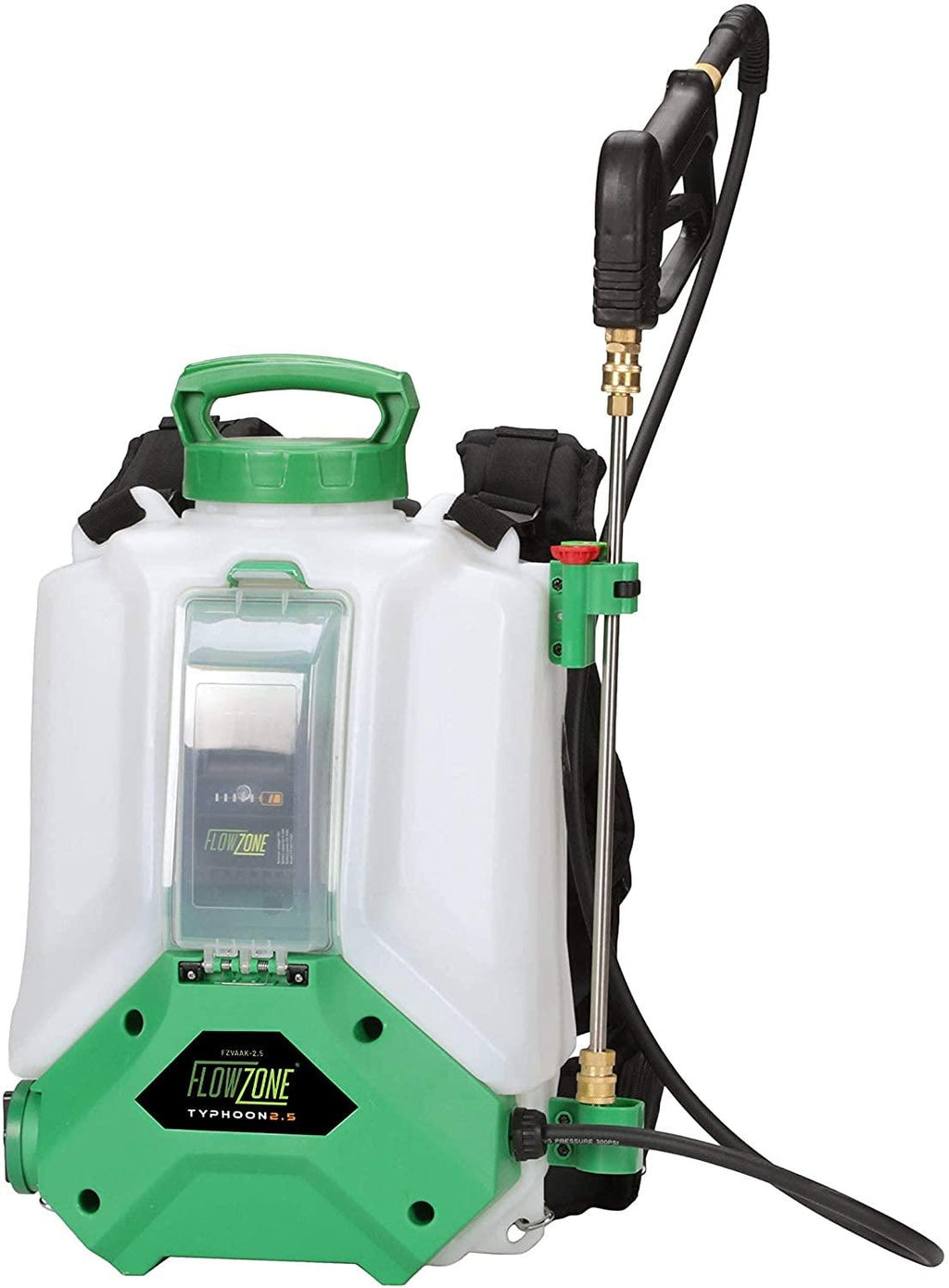 flowzone typhoon 2.5 variable-pressure 5-position battery powered backpack sprayer (4-gallon)