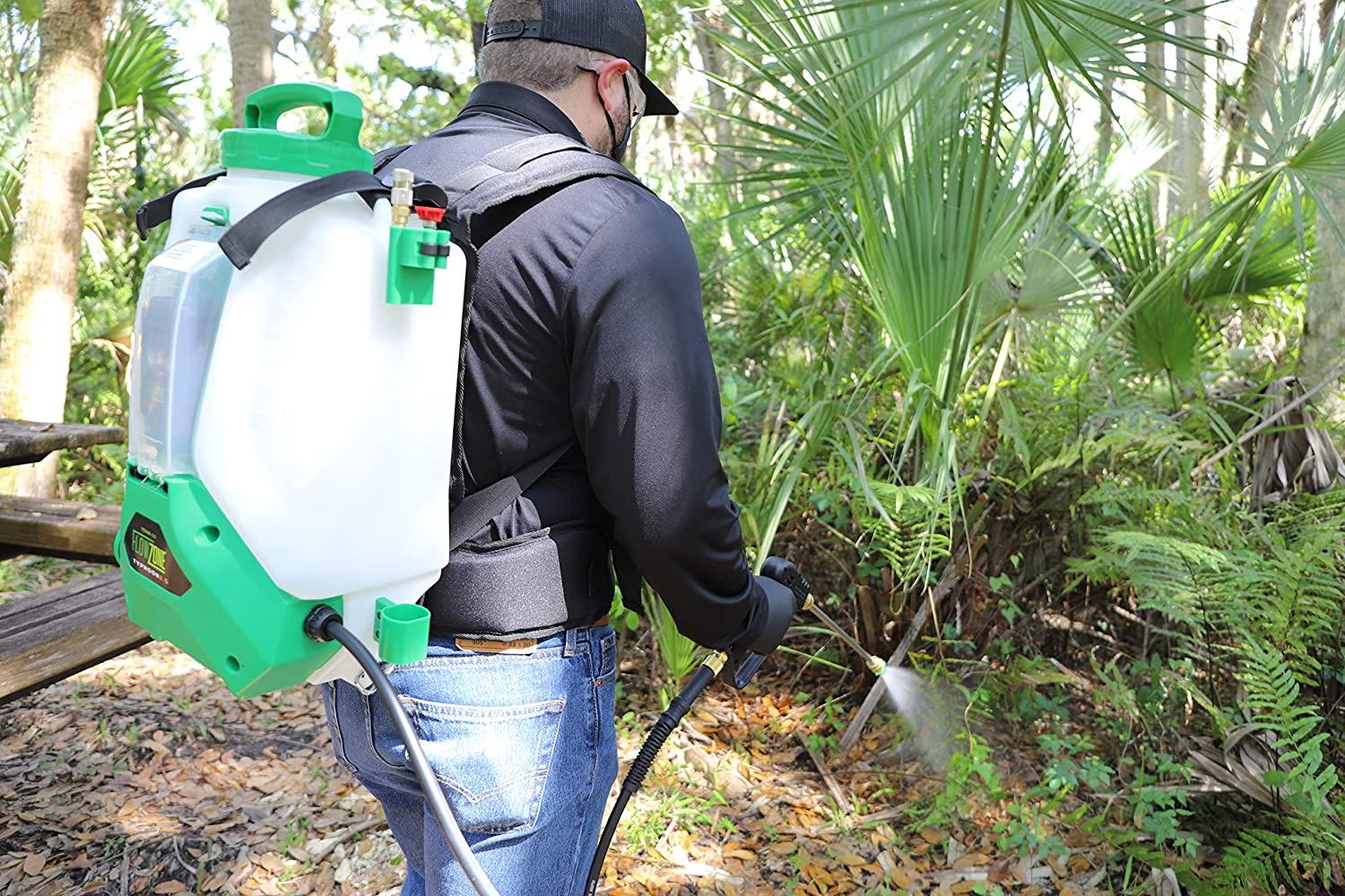 flowzone typhoon 2.5 variable-pressure 5-position battery powered backpack sprayer (4-gallon)