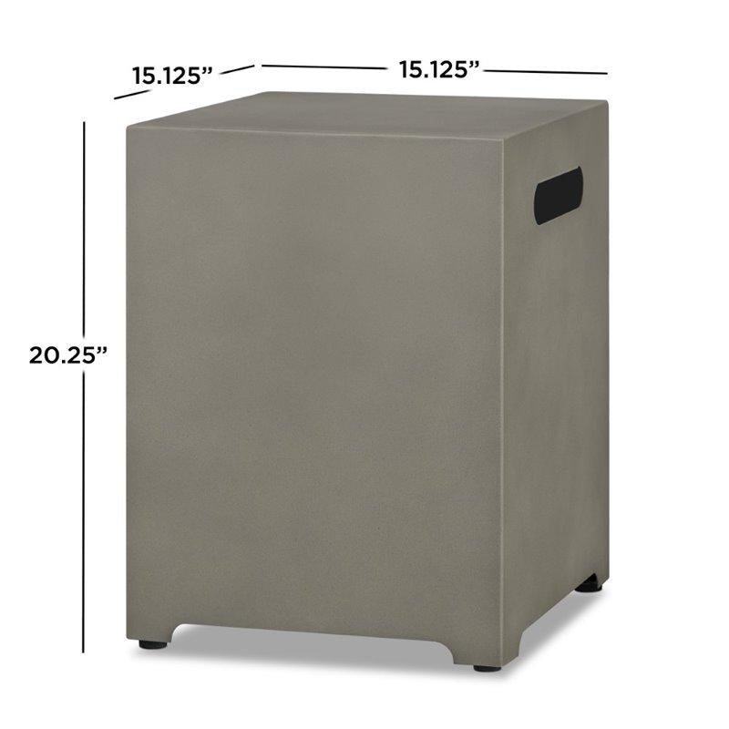 Bowery Hill Modern Steel Propane Tank Cover in Mist Gray