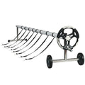 costway 18 ft pool cover reel set aluminum in-ground swimming solar cover reel