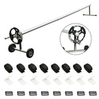 costway 18 ft pool cover reel set aluminum in-ground swimming solar cover reel