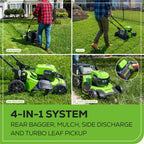 48V (24V x 2) 20" Brushless Cordless Lawn Mower + 12" String Trimmer + 320 CFM Leaf Blower Combo Kit with (2) 4.0Ah Batteries &amp; Dual Port Fast Charger