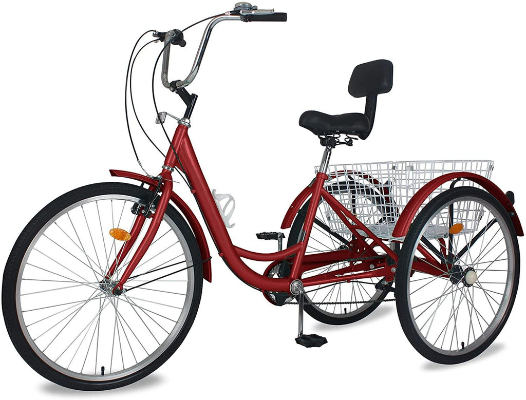Adult Tricycles, 3 Wheel Bikes for Adults 20/24/26 inch 7 Speed Adult Trikes Bicycles Cruise Trike with Shopping Basket for Seniors, Women, Men