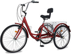 Adult Tricycles, 3 Wheel Bikes for Adults 20/24/26 inch 7 Speed Adult Trikes Bicycles Cruise Trike with Shopping Basket for Seniors, Women, Men