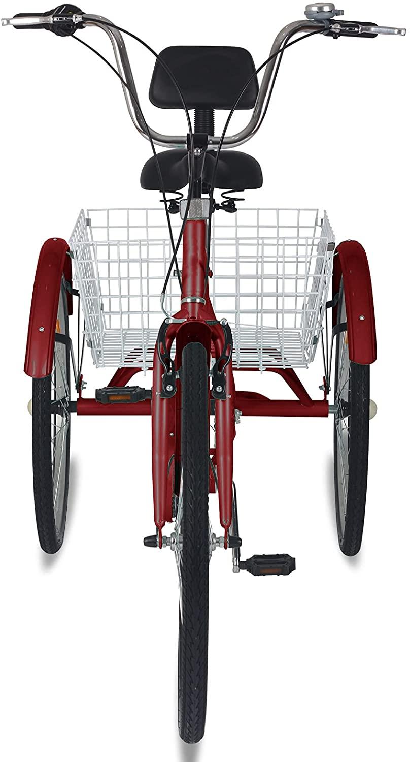 Adult Tricycles, 3 Wheel Bikes for Adults 20/24/26 inch 7 Speed Adult Trikes Bicycles Cruise Trike with LarBasket for Recreation, Shopping, Exercise Men's Women's Bike