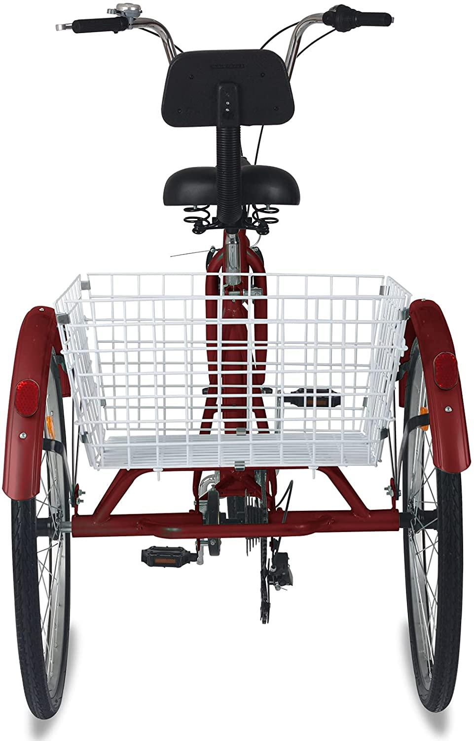 Adult Tricycles, 3 Wheel Bikes for Adults 20/24/26 inch 7 Speed Adult Trikes Bicycles Cruise Trike with Shopping Basket for Seniors, Women, Men