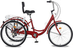 Adult Tricycles, 3 Wheel Bikes for Adults 20/24/26 inch 7 Speed Adult Trikes Bicycles Cruise Trike with Shopping Basket for Seniors, Women, Men